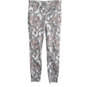 Spanx Womens Jean-ish Ankle Leggings Gray Floral Print Size S